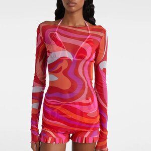 Pucci Marmo Semi-Sheer Tulle Top